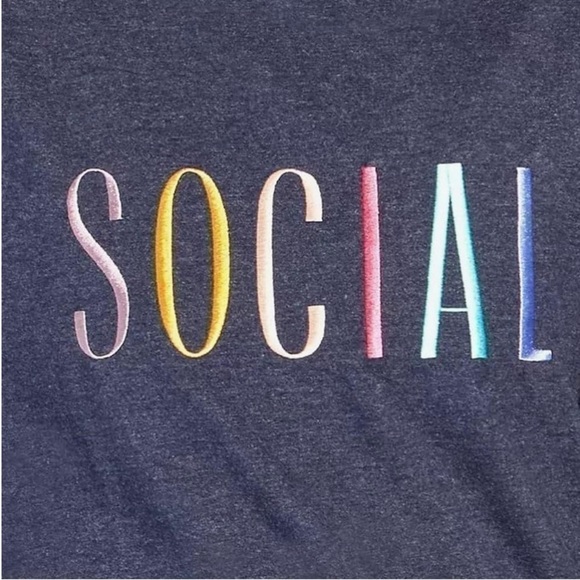 Wildfox SOCIAL Crew Neck Top Fall Lounge Soft Cozy Bohemian Rainbow - Picture 6 of 13